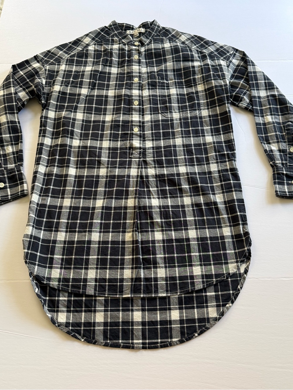 Alex Mill Tunic Top Plaid Black and White Sz XS